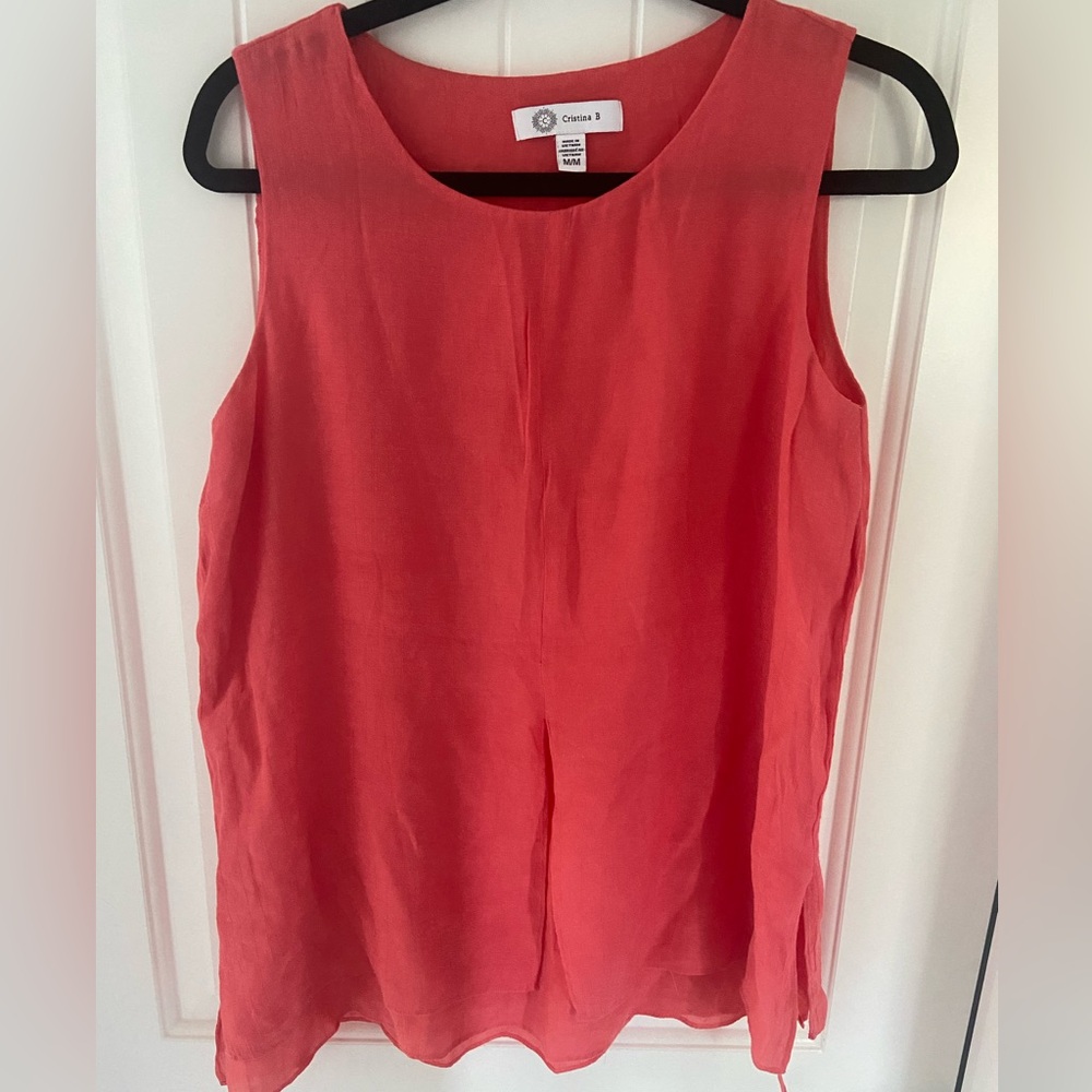 Cristina B Coral Sleeveless layered Top size medium